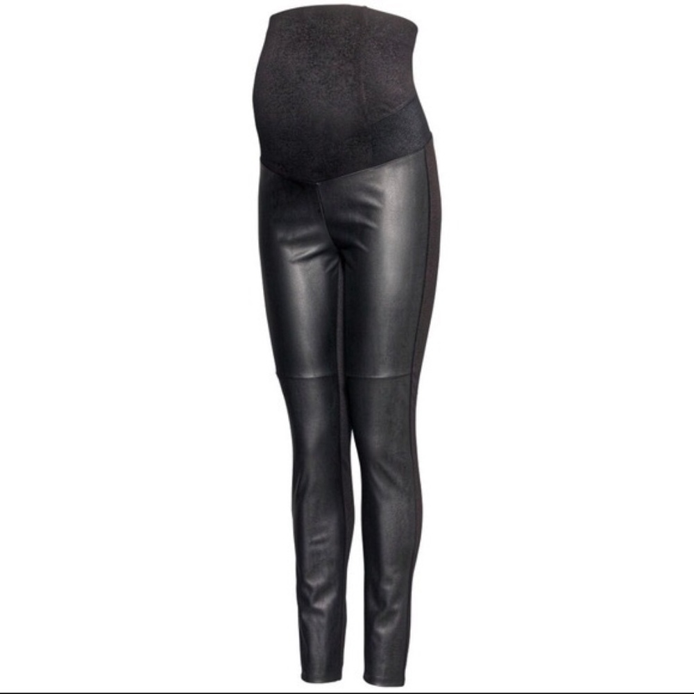 H&M Maternity Black Faux Leather Leggings Size 6